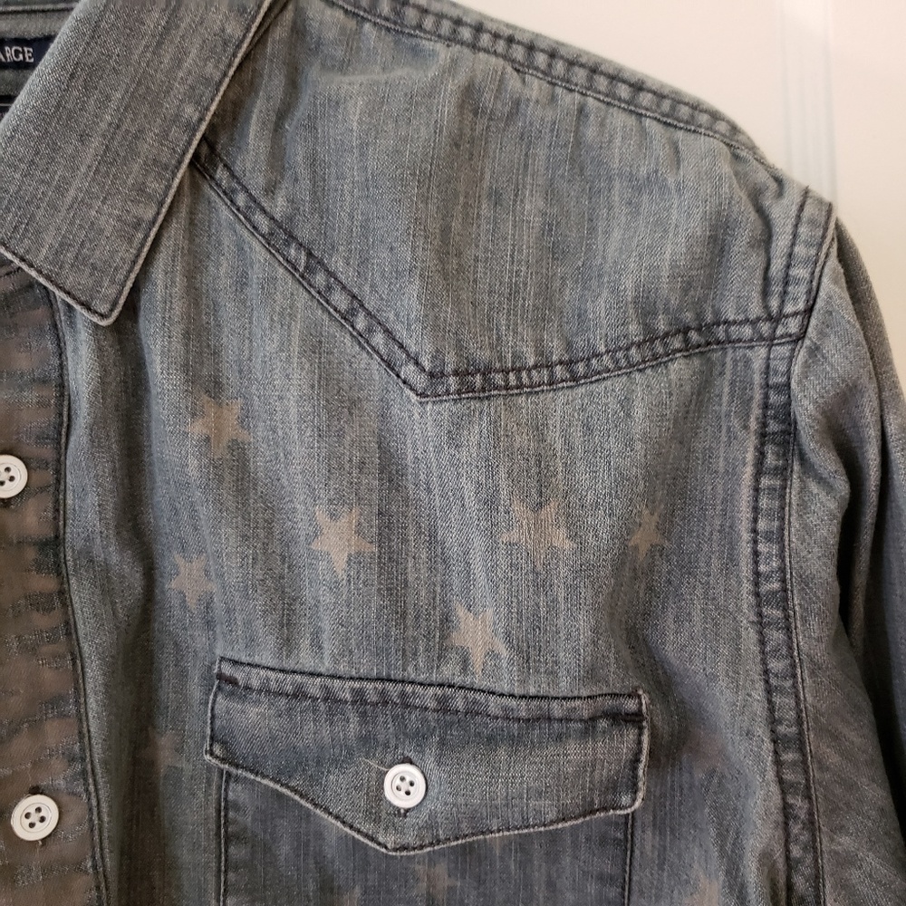 AMERICAN RAG Denim Shirt Stars & Stripes Print XL